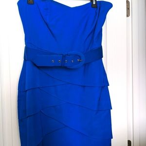 👗Trina Turk Strapless Peacock Blue Cocktail Dress- Size 10
